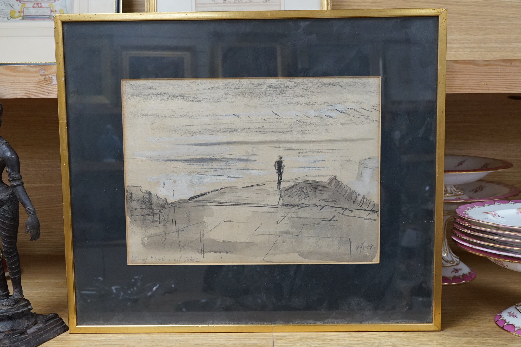 Roger Furse (1903-1972), theatrical interest charcoal and mixed media, Scene from Hamlet, signed and inscribed in pencil, 24 x 33cm. Condition - fair to good